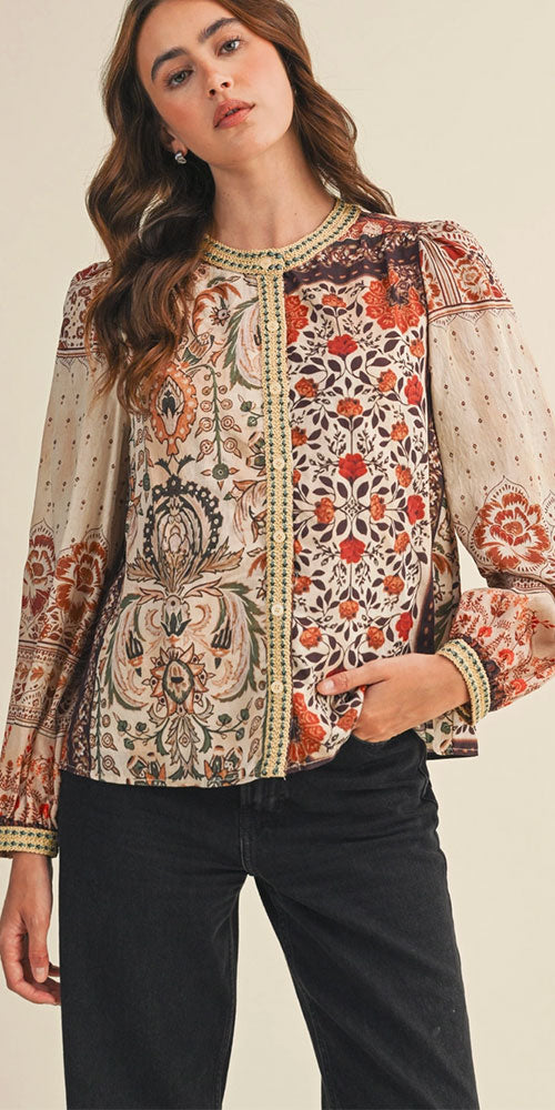 Bohemian Mixed Paisley blouse