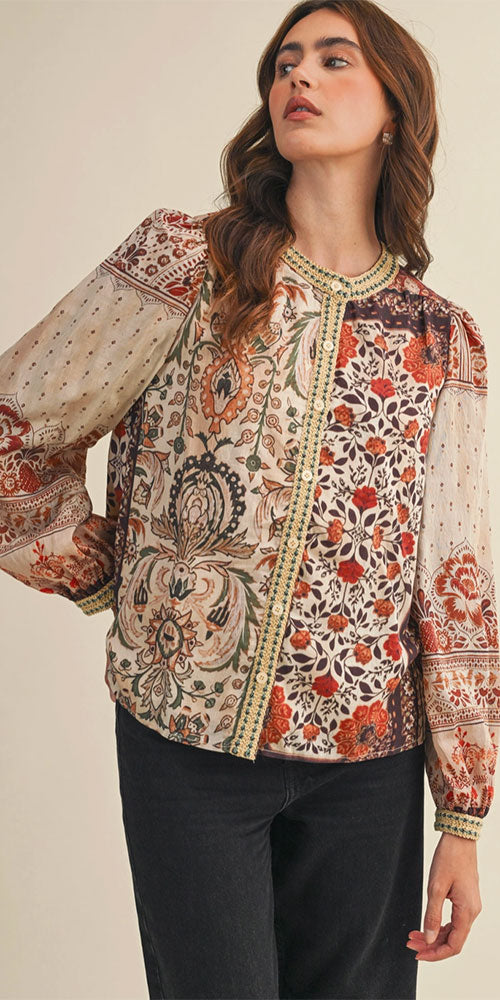 Bohemian Mixed Paisley blouse