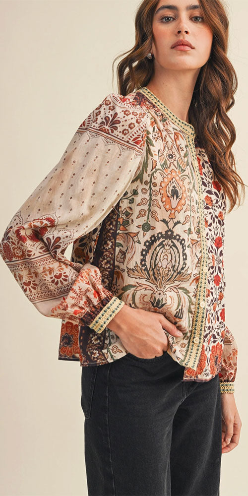 Bohemian Mixed Paisley blouse