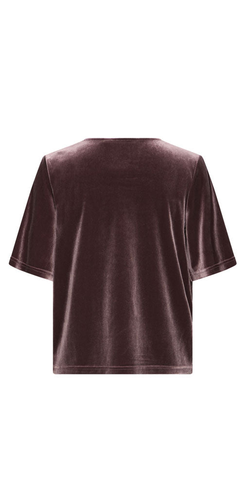 B.Young Draped Velvet Top, dusty eggplant