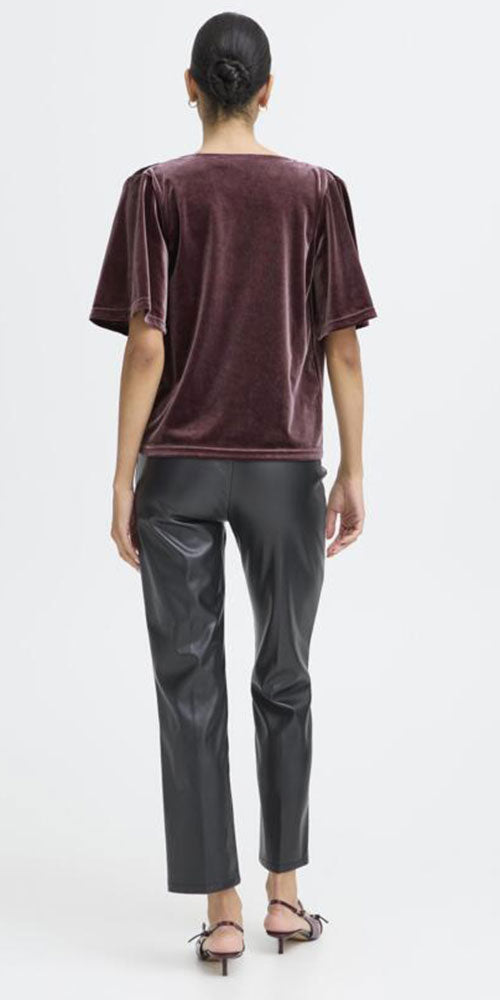 B.Young Draped Velvet Top, dusty eggplant