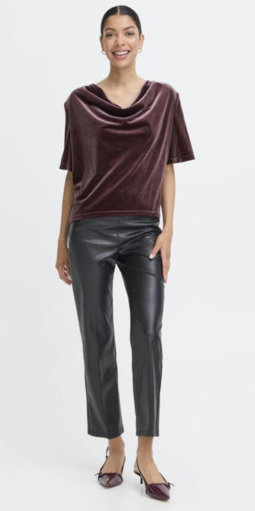 B.Young Draped Velvet Top, dusty eggplant