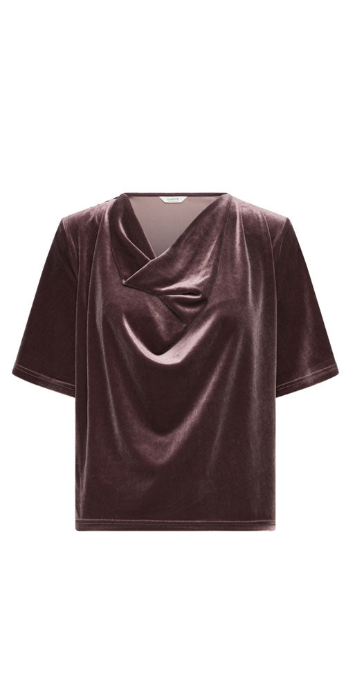 B.Young Draped Velvet Top, dusty eggplant