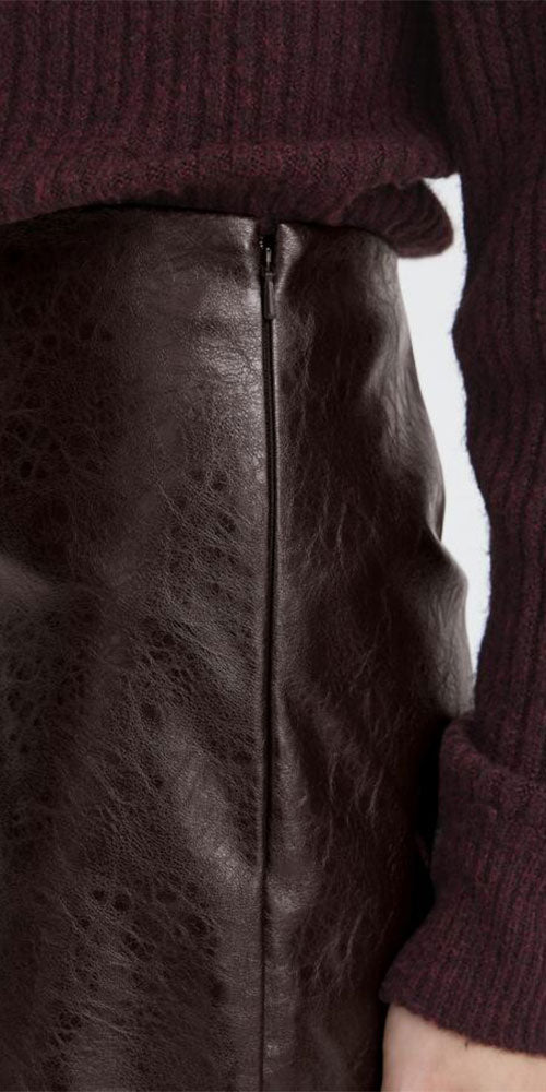 B.Young Faux Leather Skirt, burgundy