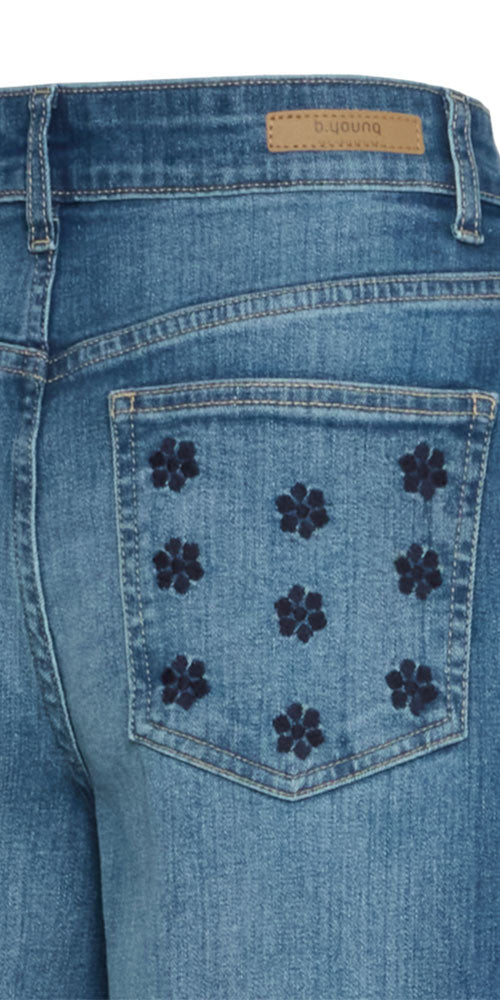 B.Young Flower Embroidery Jeans
