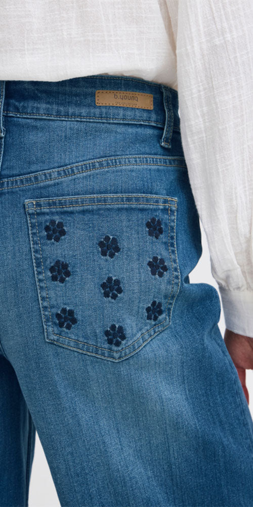 B.Young Flower Embroidery Jeans
