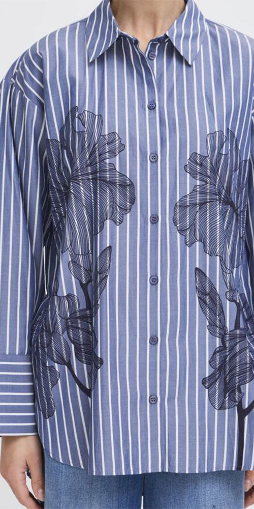 B.Young Flower on Stripes Shirt