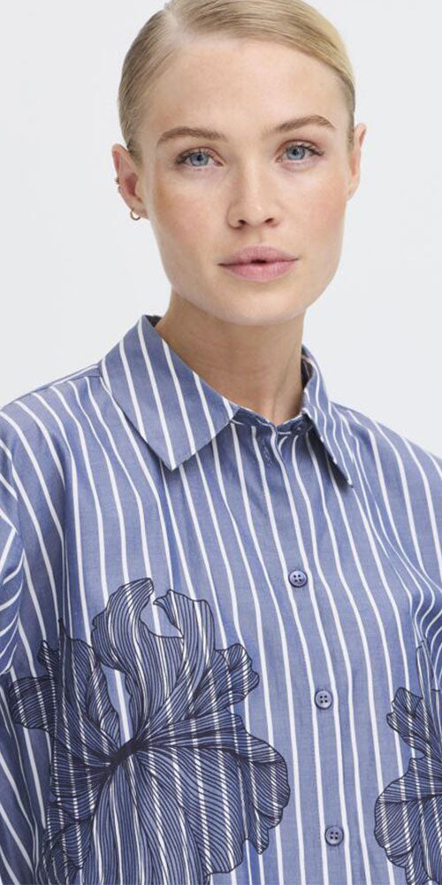 B.Young Flower on Stripes Shirt
