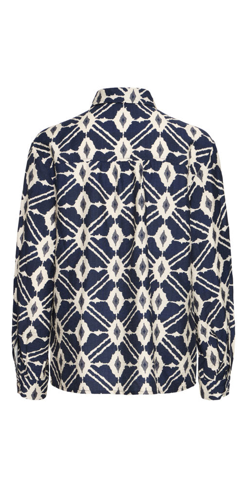 B.Young Bold Ikat Button Shirt, navy