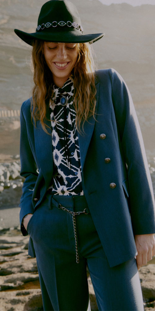 B.Young Bold Ikat Button Shirt, navy