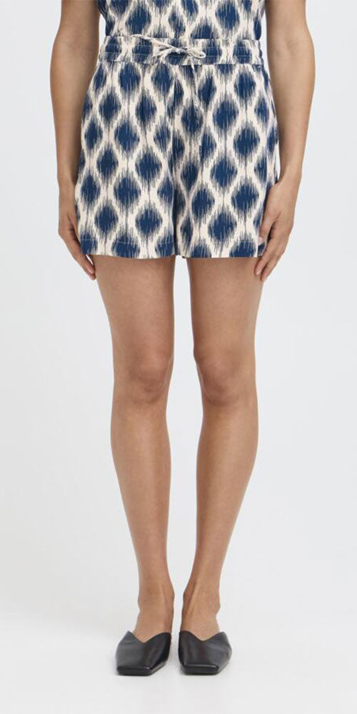 B.Young Navy Ikat Shorts