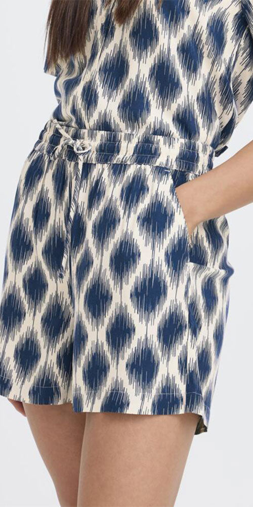B.Young Navy Ikat Shorts