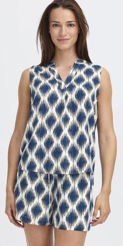 B.Young Navy Ikat Shorts