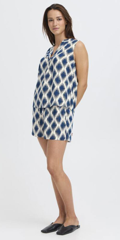 B.Young Navy Ikat Shorts