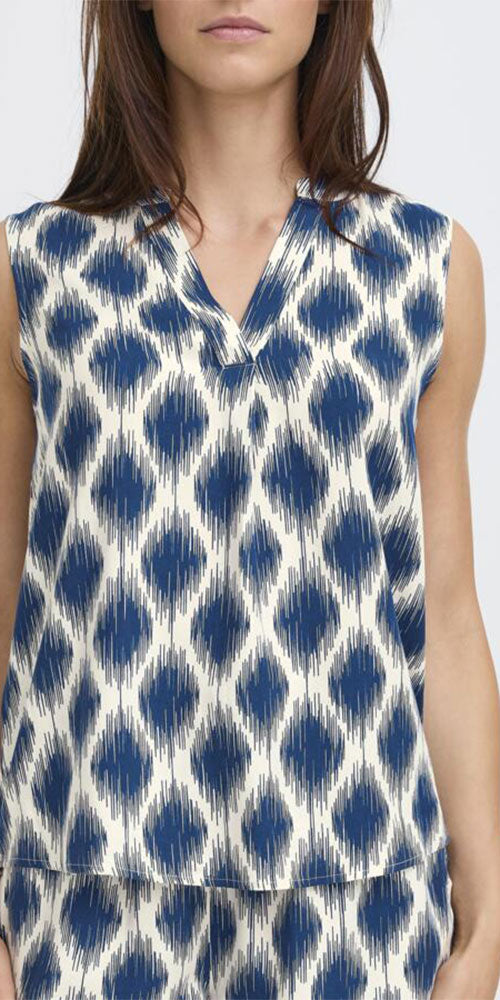 B.Young Navy Ikat Top