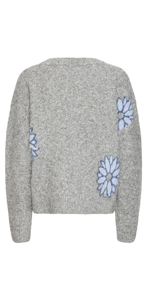 B.Young Pop Flower Sweater, grey
