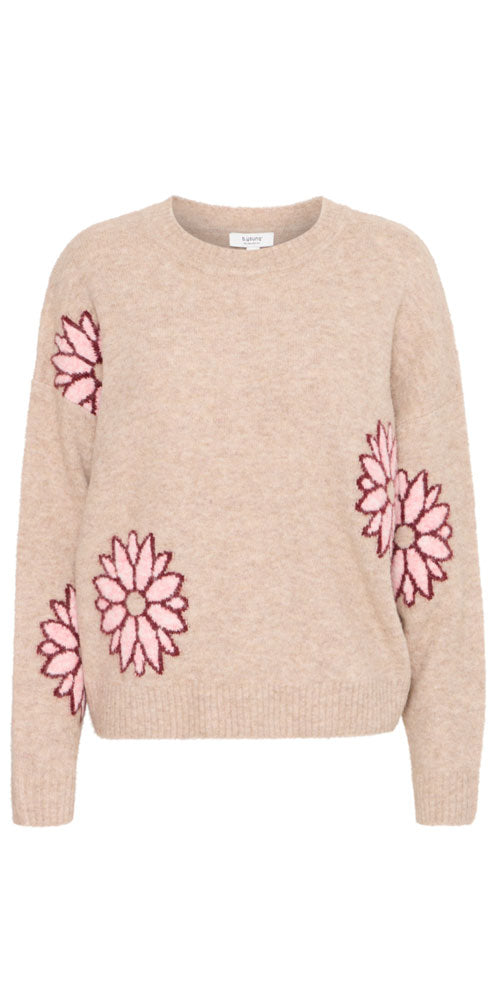 B.Young Pop Flower Sweater, pinkish