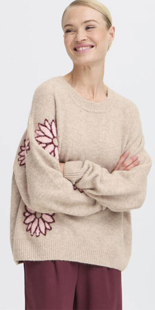 B.Young Pop Flower Sweater, pinkish