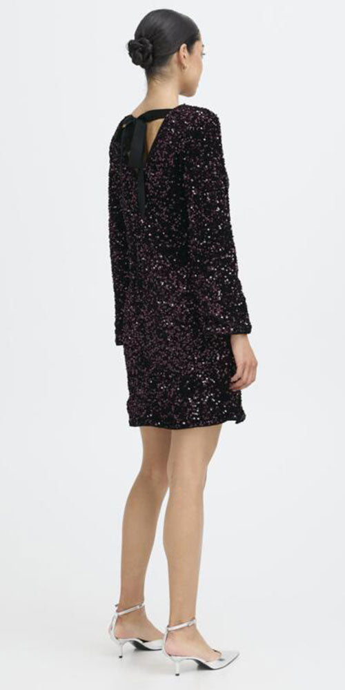 B.Young Sequin Bow Dress, eggplant