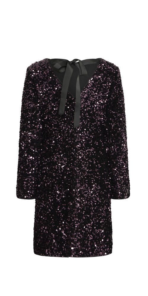 B.Young Sequin Bow Dress, eggplant