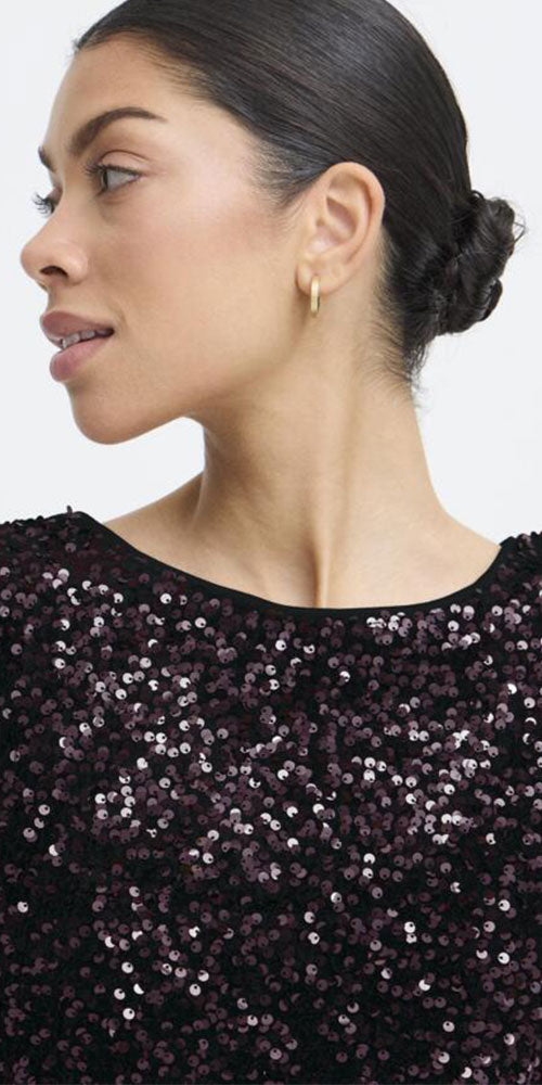 B.Young Sequin Bow Dress, eggplant