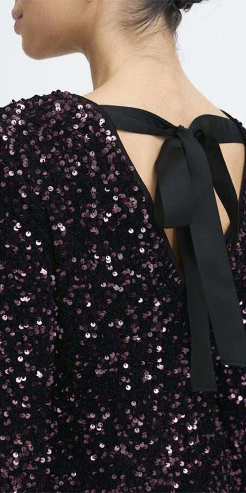 B.Young Sequin Bow Dress, eggplant