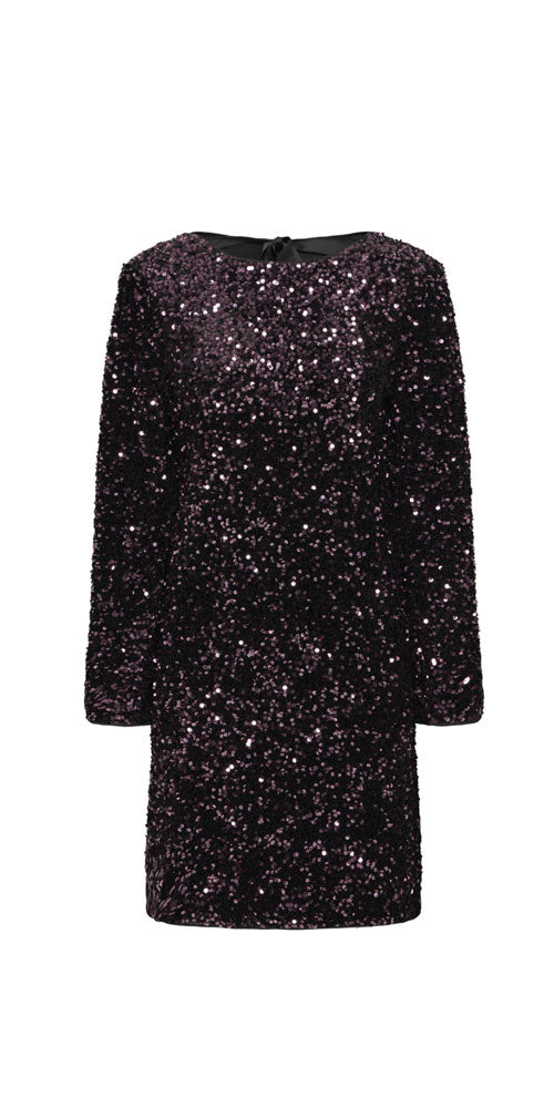 B.Young Sequin Bow Dress, eggplant