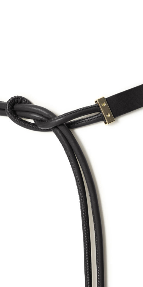 B.Young Faux Leather Tie Belt, black