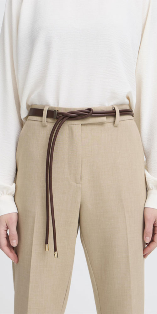 B.Young Faux Leather Tie Belt, brown