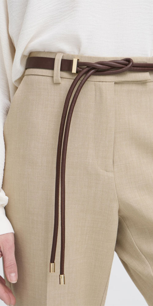 B.Young Faux Leather Tie Belt, brown