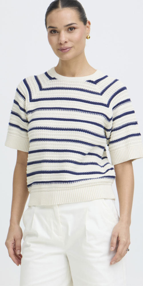 B.Young Cotton Knit Sweater Tee, dark blue