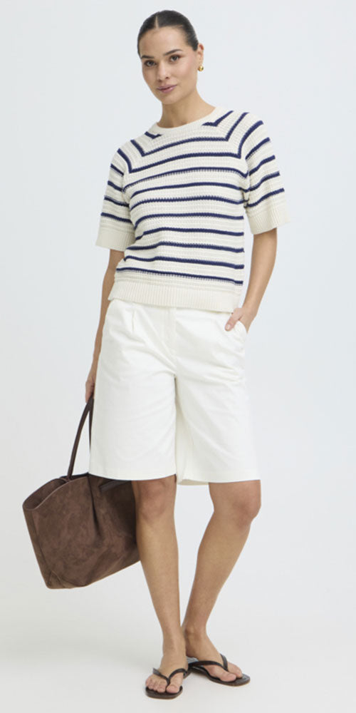 B.Young Cotton Knit Sweater Tee, dark blue