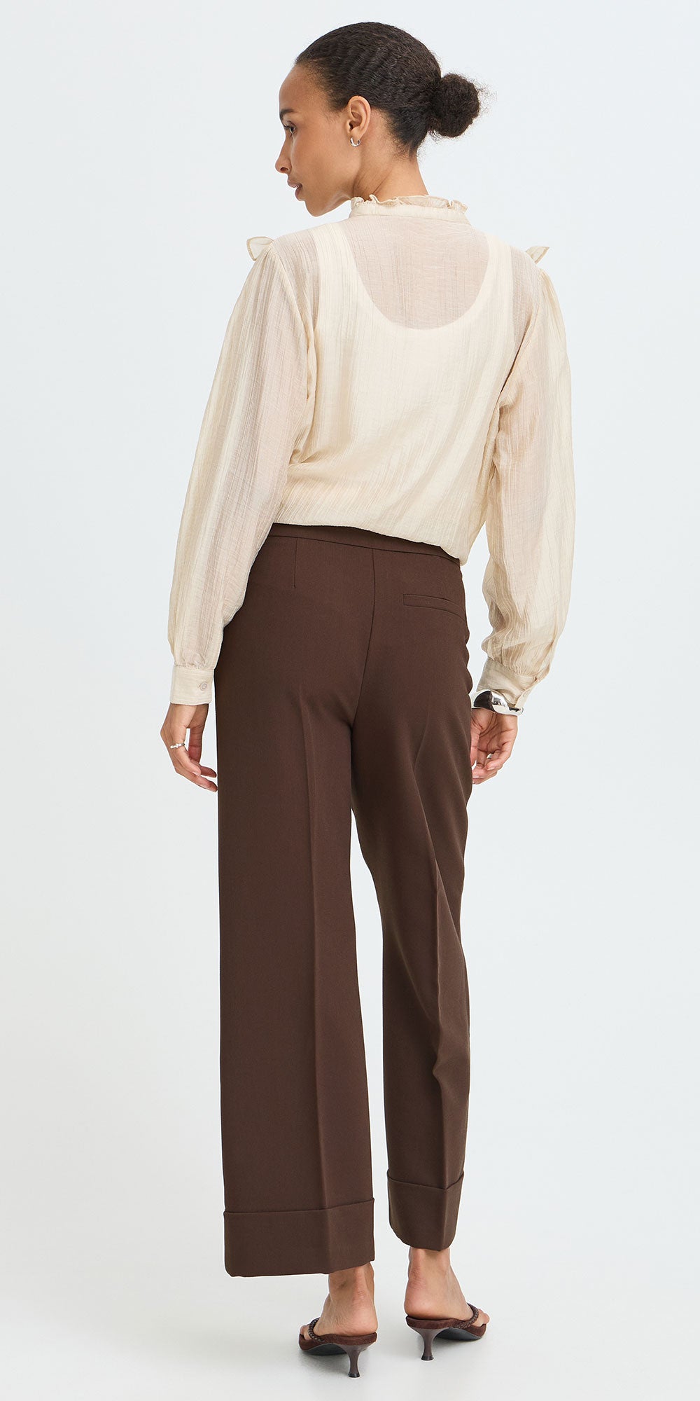 B.Young Cuffed Trousers, chocolate brown