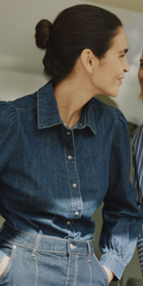 B.Young Fitted Denim Shirt