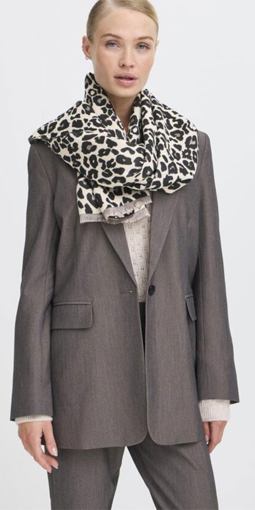 B.Young Leopard Scarf, black/white
