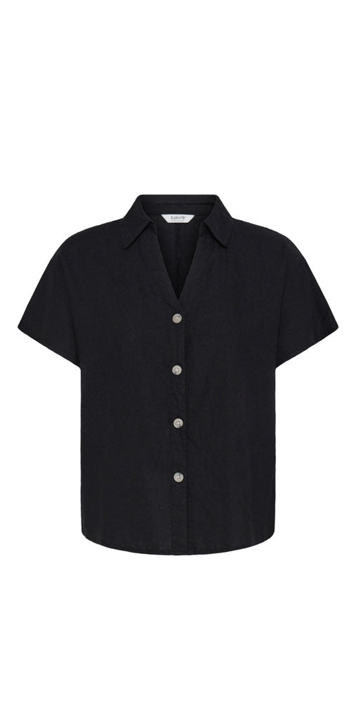 B.Young Linen Blend Button Shirt, black