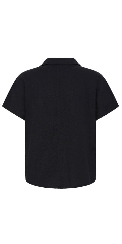 B.Young Linen Blend Button Shirt, black