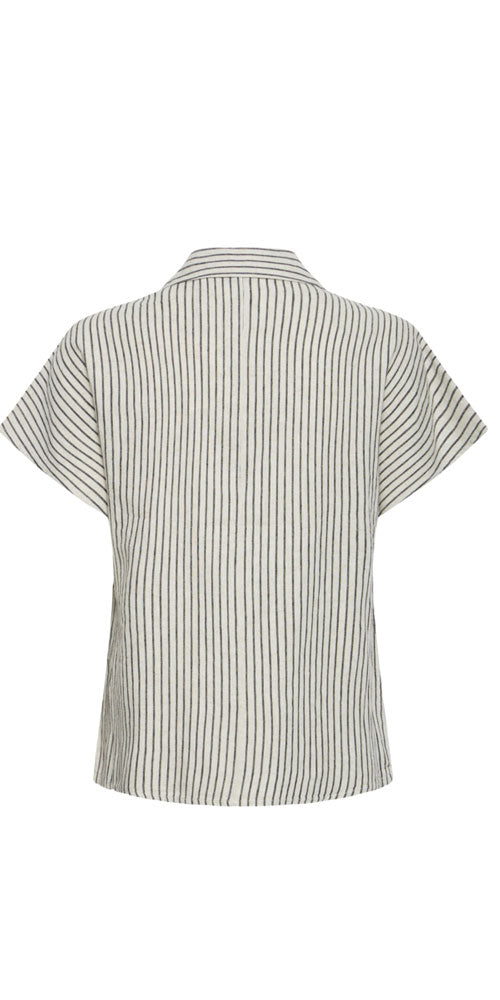 B.Young Linen Blend Button Shirt, black stripe