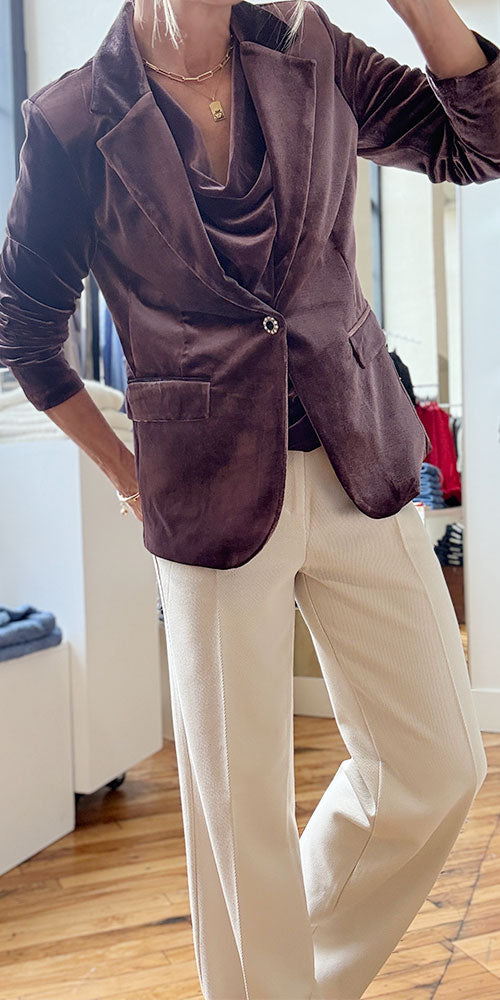 B.Young Velvet Blazer, dusty eggplant