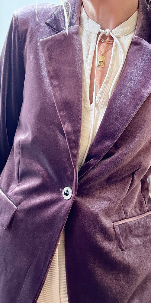 B.Young Velvet Blazer, dusty eggplant