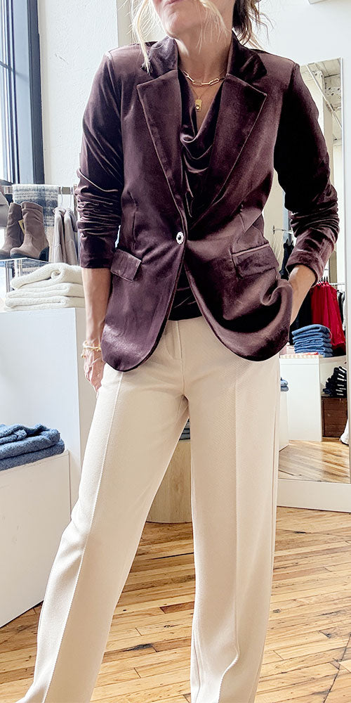 B.Young Velvet Blazer, dusty eggplant