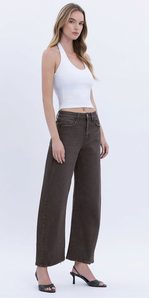 Kate High Rise Barrel jeans, chocolate