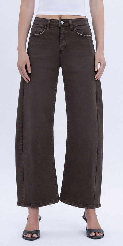 Kate High Rise Barrel jeans, chocolate