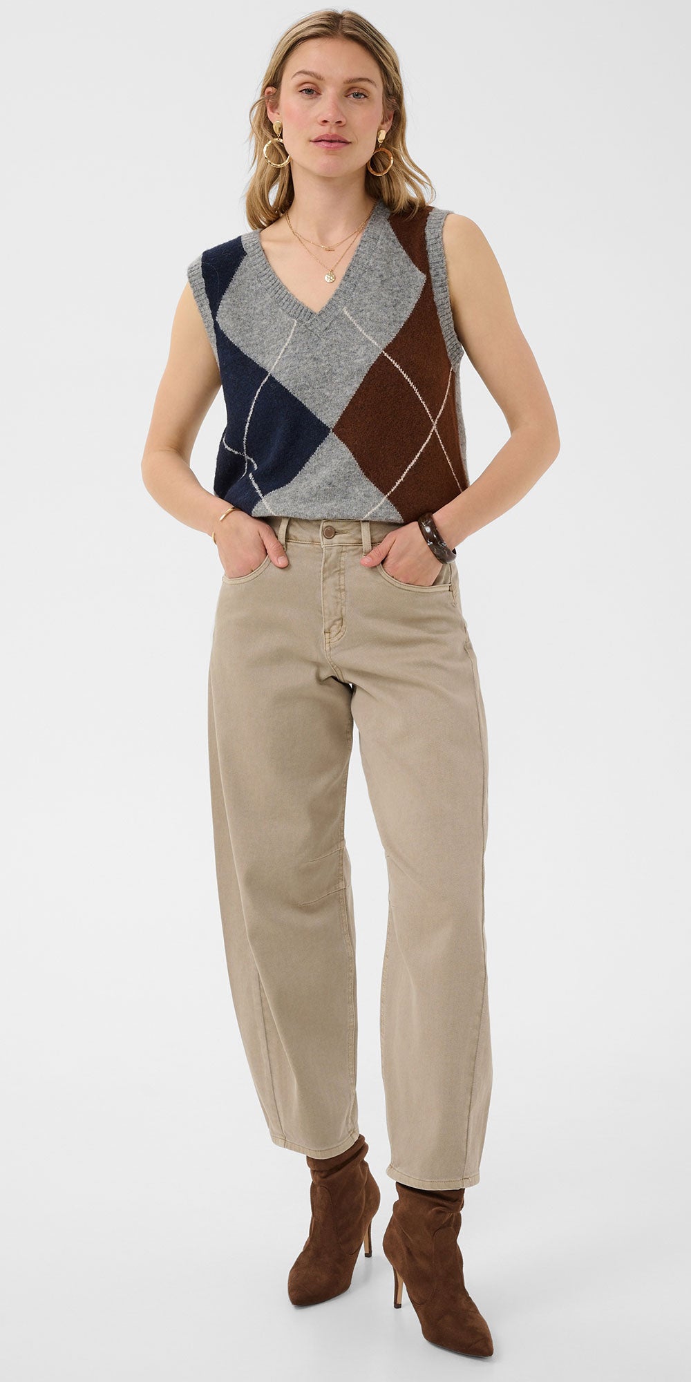 Cream Barrel Jeans, cobblestone
