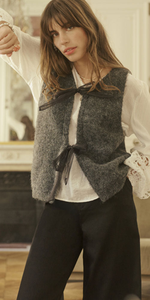 Cream Bow Vest