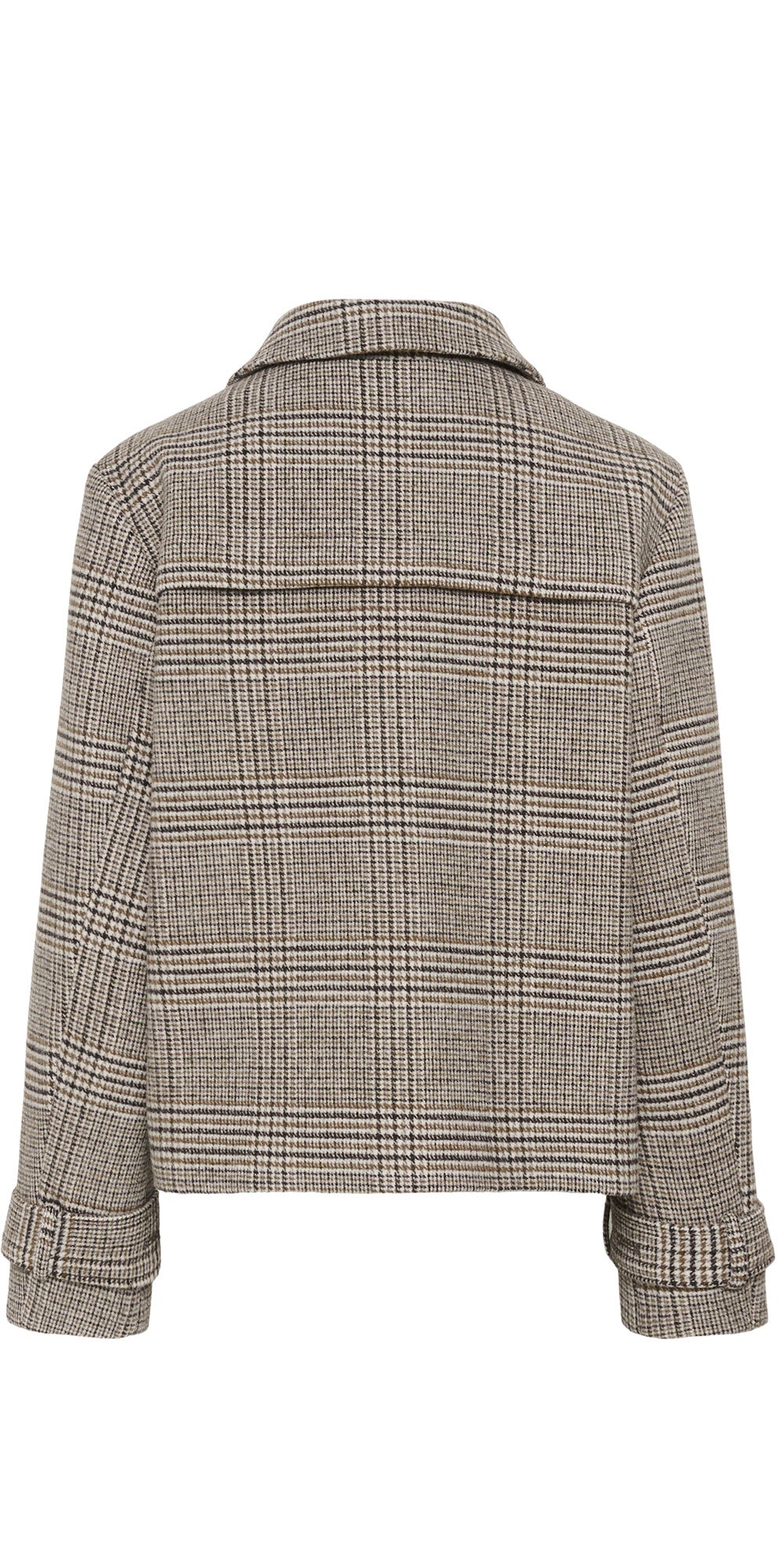 Cream Wool Blend Check Coat