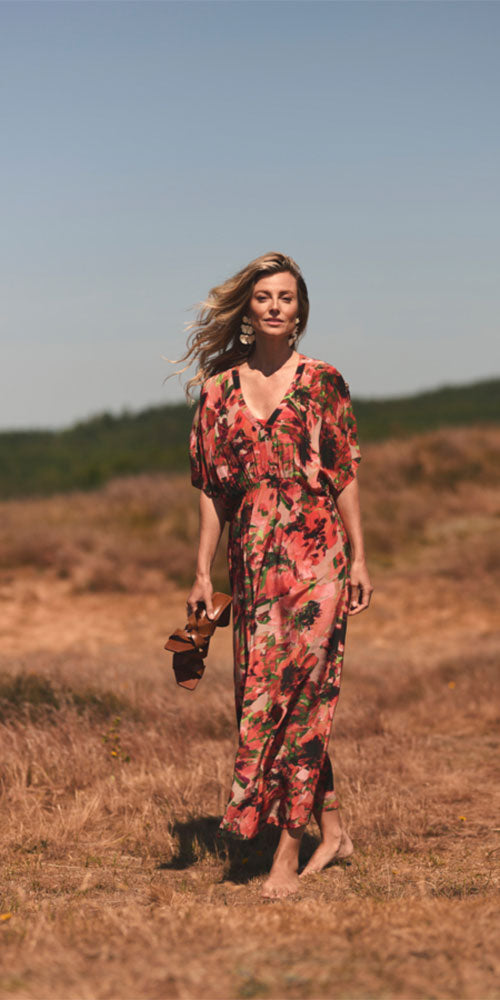 Cream Floral Maxi Dress