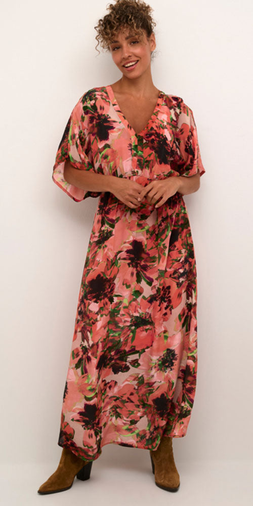 Cream Floral Maxi Dress