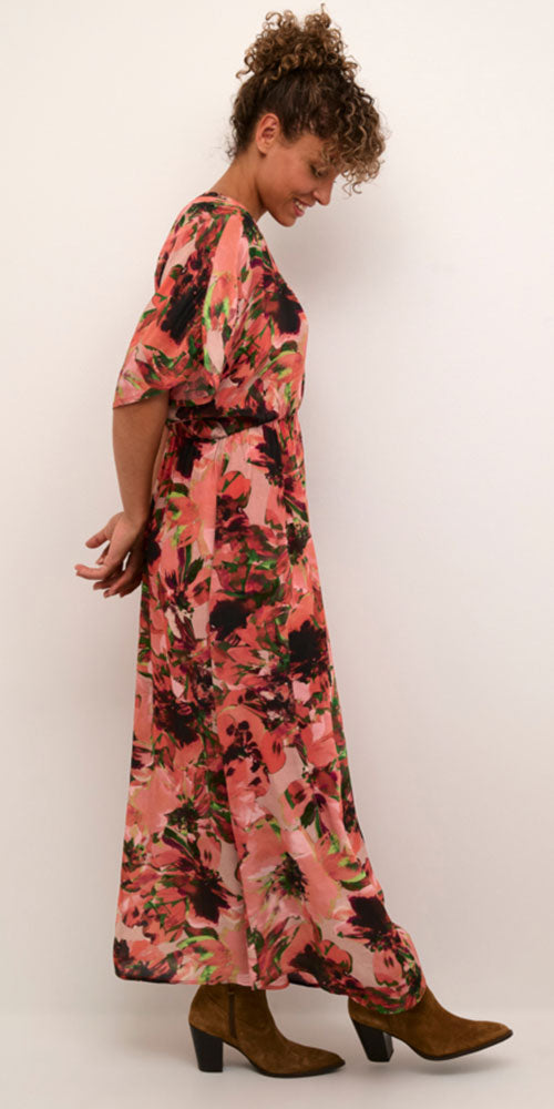 Cream floral maxi dress hotsell