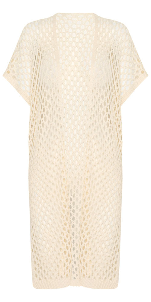 Cream Crochet Open Vest
